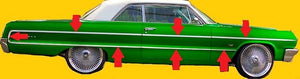 BODY SIDE MOLDING SET, NON SS, 14 PCS, REPRO, 2 DOOR MODELS