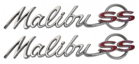QUARTER PANEL EMBLEMS (MALIBU SS) REPRO, PAIR