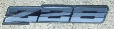 ROCKER EMBLEM, Z28, 85-87 SILVER GRAY BLACK, USED, EACH