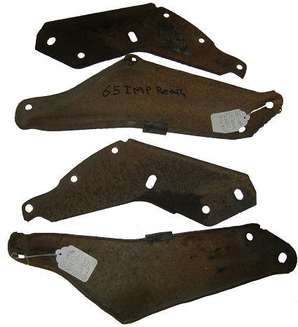 REAR BUMPER MOUNTING BRACKETS, USED, 65 IMPALA