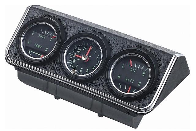 CONSOLE GAUGES ASSEMBLY, REPRO, w/GAUGES & HOUSING, NO WIRING