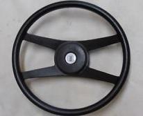 STEERING WHEEL 4 SPOKE, w/CAP & HORN ASSEMBLY, BLACK, USED