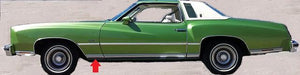 FENDER LOWER REAR MOLDING, LEFT USED 73-77 MONTE CARLO