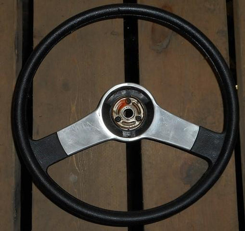 STEERING WHEEL, BLACK, VINYL, 2 SPOKE, USED