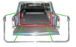 TAILGATE WEATHERSTRIPS ,NEW PAIR 65-68 IMPALA CATALINA