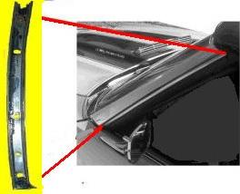PILLAR WEATHERSTRIP RETAINER, CONVERT, LEFT 65-67 B-BODY