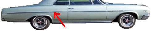 QUARTER PANEL MOLDING, 2 DOOR CENTER, 65 SK, 1.25" WIDE X 86" LONG USED, EA