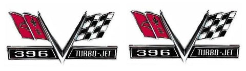 FENDER EMBLEM ,396 V FLAG 1 PR NEW 65-67 CHEVY