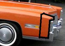 FRONT BUMPER FILLER, RH, 75-8 ED, BUMPER TO FENDER, REPRO