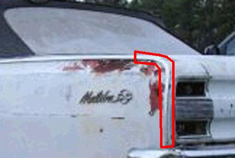 QUARTER PANEL MOLDING, L-SHAPED, LH, 64 CH, SS, REAR, L-SHAPED, FOR SS, CARS, USED