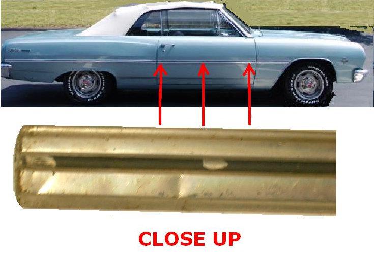 DOOR MOLDING, CENTER, RH, 65 CH, USED, FITS 2 DOORS, EXC SS