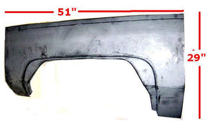 QUARTER PATCH PANEL, RH, 71-6 ELDO, 29" HT X 51" LONG, w/SKIRTS, 20 GA STEEL