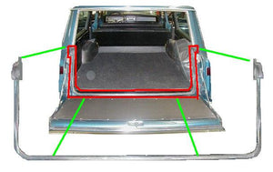 TAILGATE WEATHERSTRIP, RUBBER, ON BODY, 64-7 A-BODY WAGONS