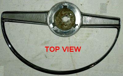 STEERING WHEEL HORN RING, CHROME, USED, 64 PONTIAC
