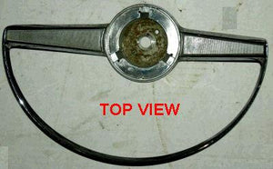 STEERING WHEEL HORN RING, CHROME, USED, 64 PONTIAC