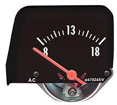 VOLTMETER GAUGE, ON FLOOR CONSOLE, BLACK FACE, NEW, 75-7 CH EL MC, ON DASH, USED