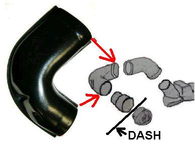 DASH SIDE VENT DUCT ,AC OUTER UPPER NEW 64-67 GTO