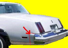 QUARTER BUMPER FILLER, VERTICAL, LH, 78-80 CU, 2 DOORS, VERTICAL TO QUARTER, USED