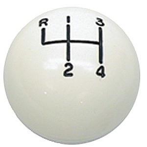 SHIFTER KNOB ,WHITE, 4 SPEED HURST 64-66 GTO, 68 69 FB, 69 CAM