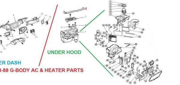 HEATER DIVERTER LEVER, NEW, 78-88 G-BODY