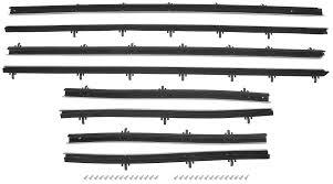 FUZZIES, FELT, SWEEPS, FOR CONVERTIBLE, REPLACEMENT FLAT CHROME, 8 PCS, REPRO