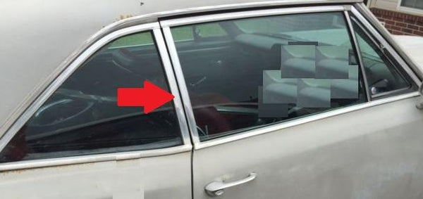 QUARTER PILLAR MOLDING ,CHROME RIGHT POST USED 66-67 A-BODY