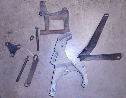 AC COMPRESSOR MOUNTING BRACKET SET, USED 66 PONTIAC