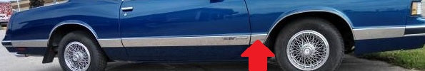 FENDER MOLDING ,RIGHT, LOWER REAR USED, 86-88 MONTE CARLO LS