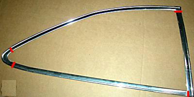 QUARTER GLASS MOLDINGS, RH, 75-9 NV X-BODY, 4 PCS, ALUMINUM, FIXED WINDOW, USED