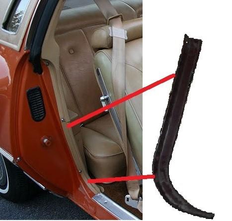 DOOR JAMB EDGE LOWER TRIM, RIGHT, ON QUARTER, USED, 74-77 A-BODY