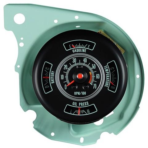 DASH TACH & GAUGES CLUSTER, 5.7K redline, NEW, 69 CHEVELLE