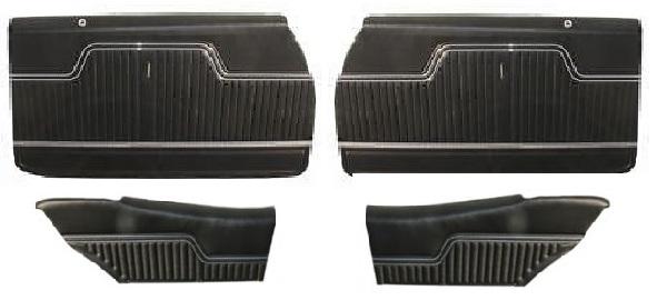 DOOR PANELS, FRONT & REAR, COUP, ASSEMBLY, ED, BLACK, 70-72 CHEVELLE