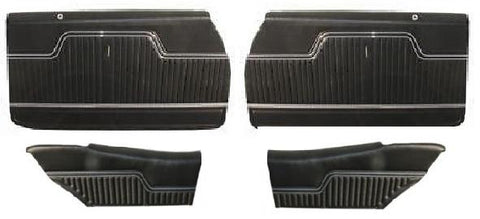 DOOR PANELS, FRONT & REAR, COUP, ASSEMBLY, ED, BLACK, 70-72 CHEVELLE