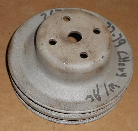 FAN PULLEY, 6 CYL 250" AC 2 GROOVE, USED, 76-79 CHEVY