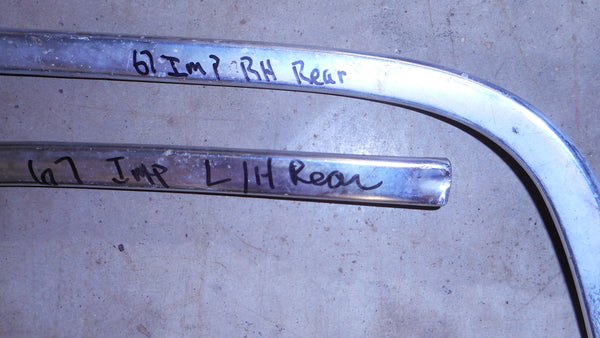 TAILLIGHT EYEBROW MOLDINGS ,USED PAIR 67 IMPALA COUP
