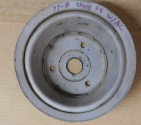 CRANK PULLEY, 3 groove, w/AC, USED, 77-81 CHEVY