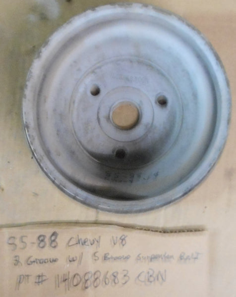 CRANK PULLEY ,3 groove,AC,USED 85-91 CHEVY MOTORS