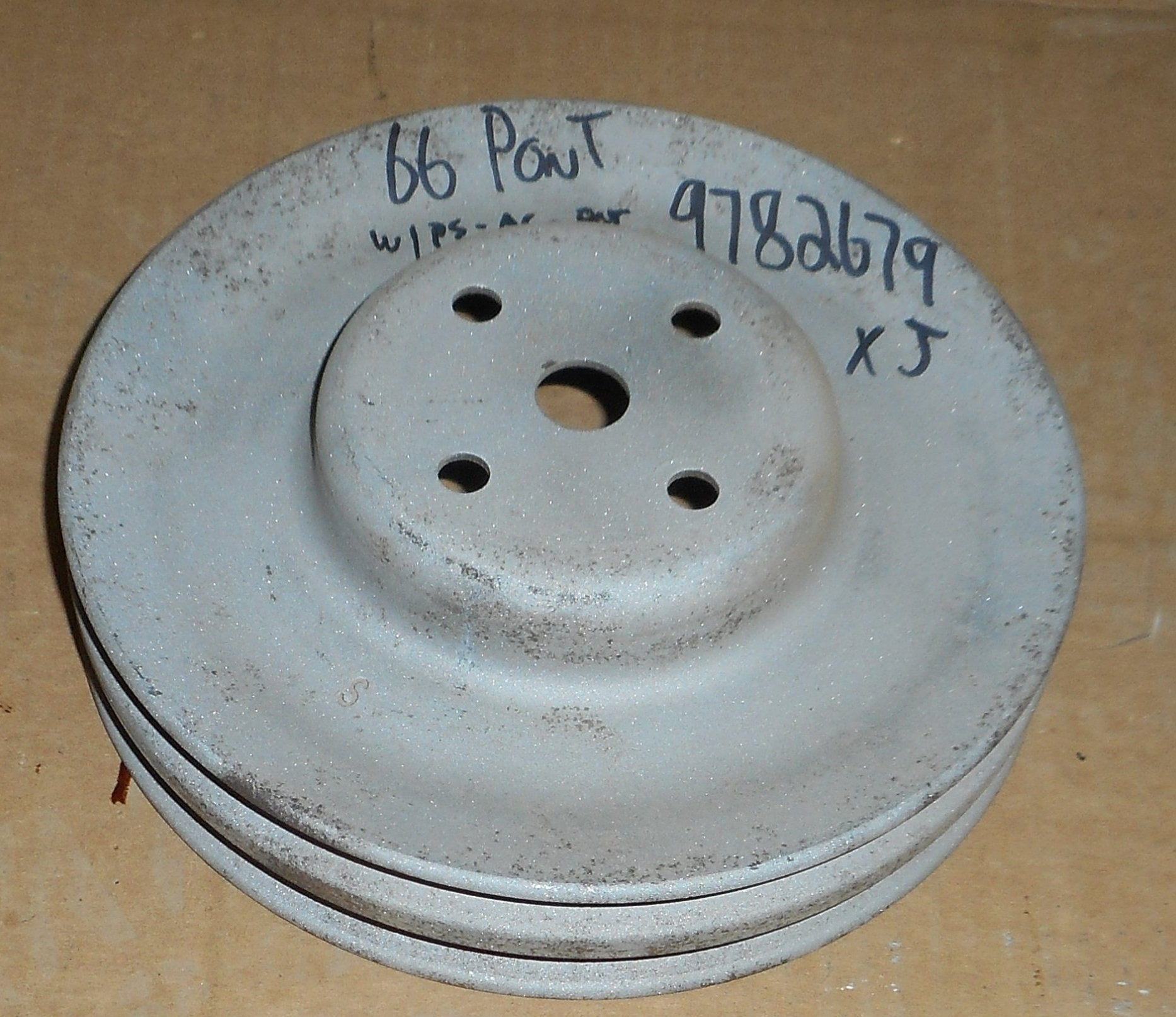 FAN PULLEY, 2 GROOVE, AC & PS SMOG, USED, 66 PONTIAC V8