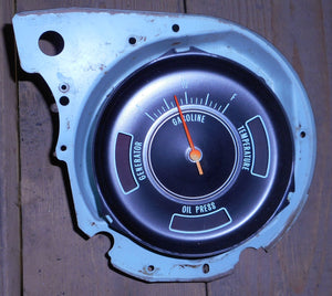 FUEL GAUGE, FOR WARNING LIGHTS, USED, 69 CHEVELLE