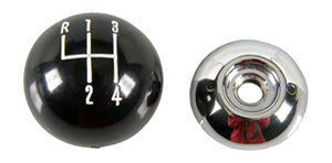 SHIFTER KNOB, black & chrome, 4 SPEED pattern, HURST, 3/8" 69 CAMARO FB