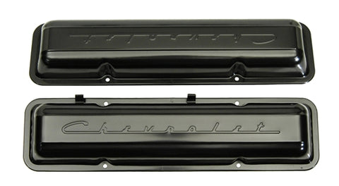 VALVE COVERS, PAIR, NEW, 283 327, PAINTED, 67 CHEVY