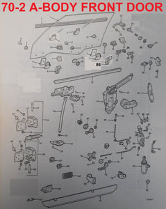 1970-72 A-BODY DOOR PARTS,  DRAWING #2