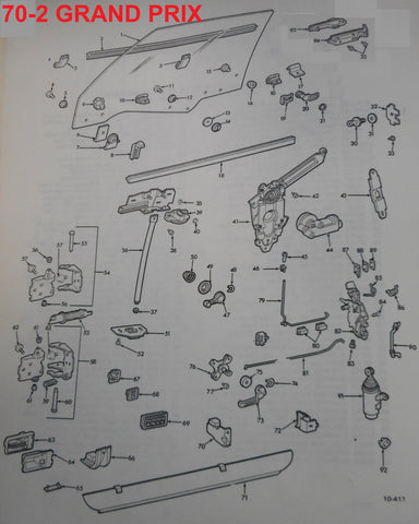 1970-72 GRAND PRIX DOOR PARTS, DRAWING