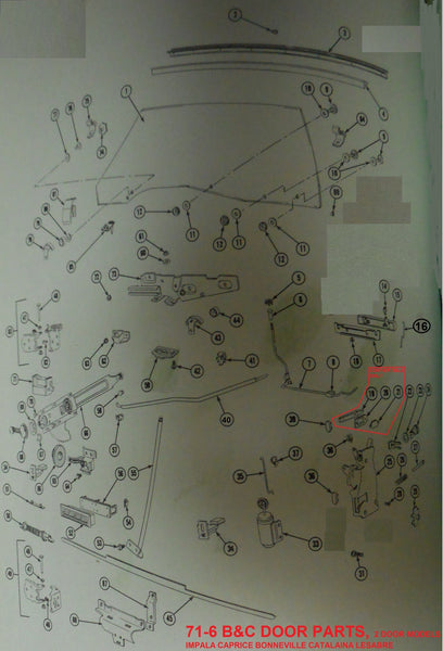 ENTERED 71-76 B-BODY DOOR PARTS,  DRAWING  2